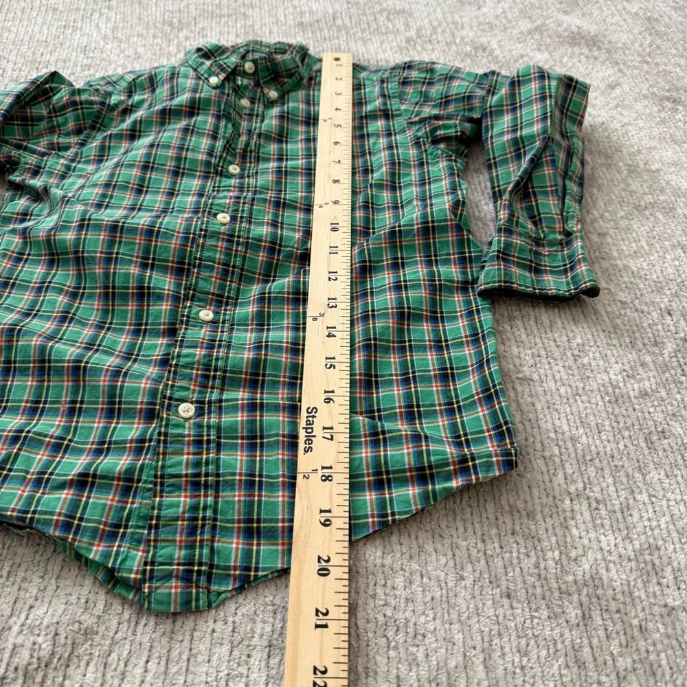 Ralph Lauren Boys Green Plaid Button Down‎ Shirt Size 7 Long Sleeve